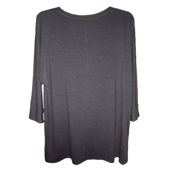 Eileen Fisher VINTAGE Top Jersey Ballet Neck XSmall 2 4 Bark Notched Hem NWT - Picture 6 of 13